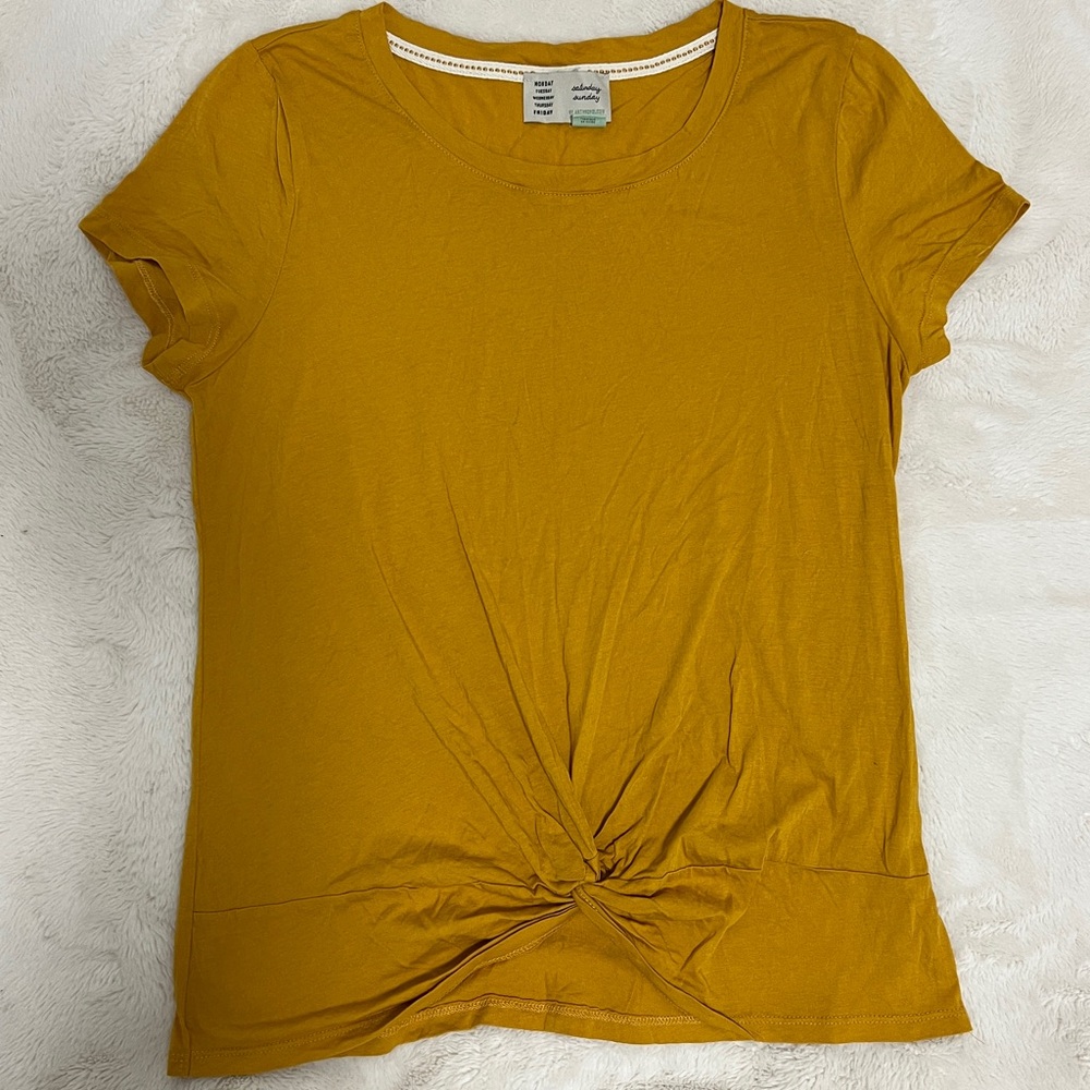 Anthropologie | Mustard Lucielle Knotted Tee